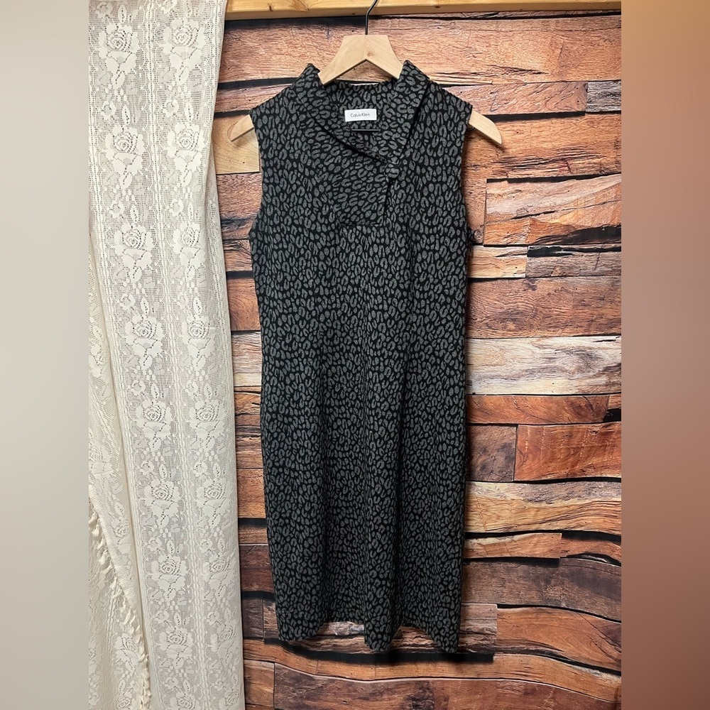 Calvin Klein Gray and Black Animal Print Sheath Dress - Picture 4 of 16